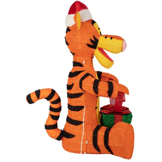 28" Disney® Tigger with Present 3D Holiday Pre-Lit Tinsel Sculpture Christmas Décor